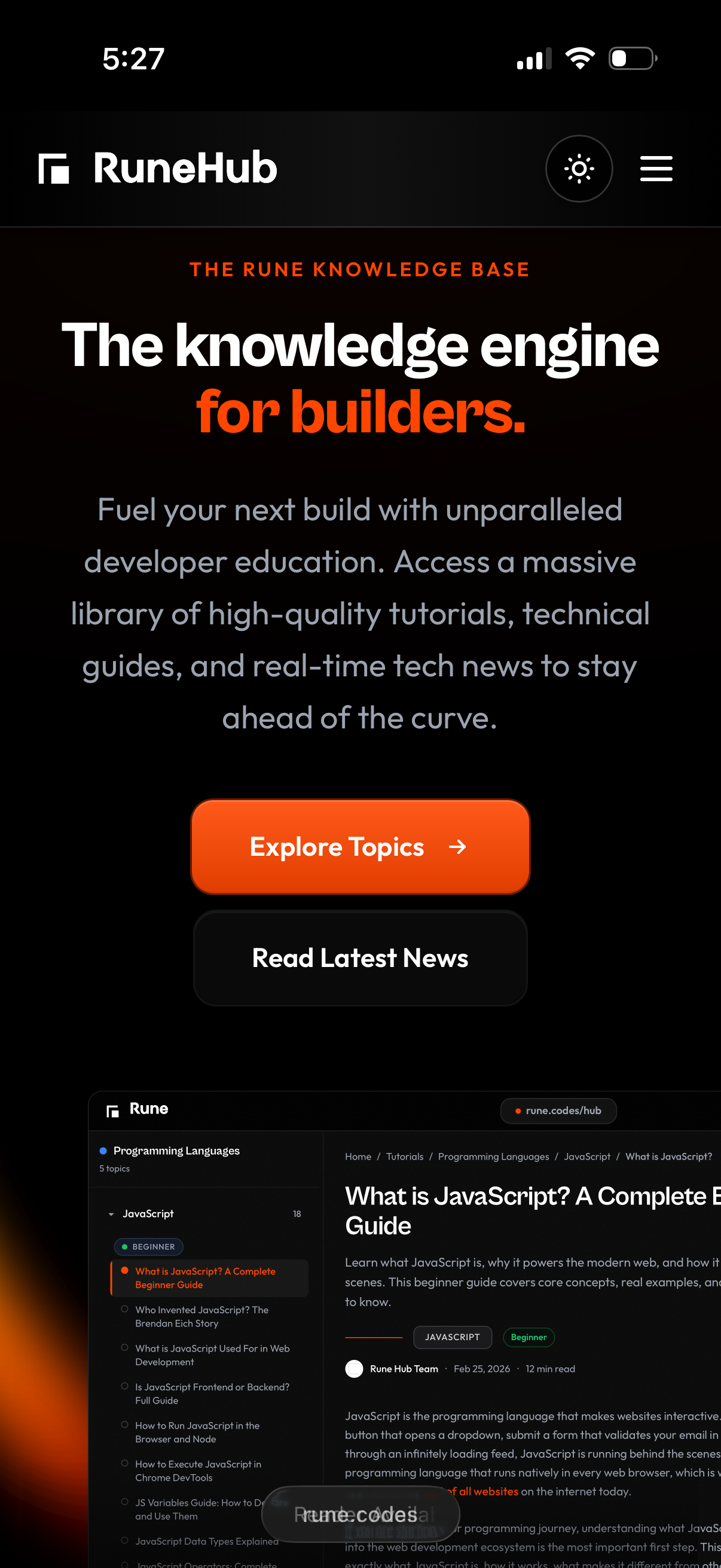 RuneHub Mobile View 1